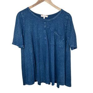 Anthropologie Eri + Ali Blue Oversized Short Sleeve Tunic Top Medium